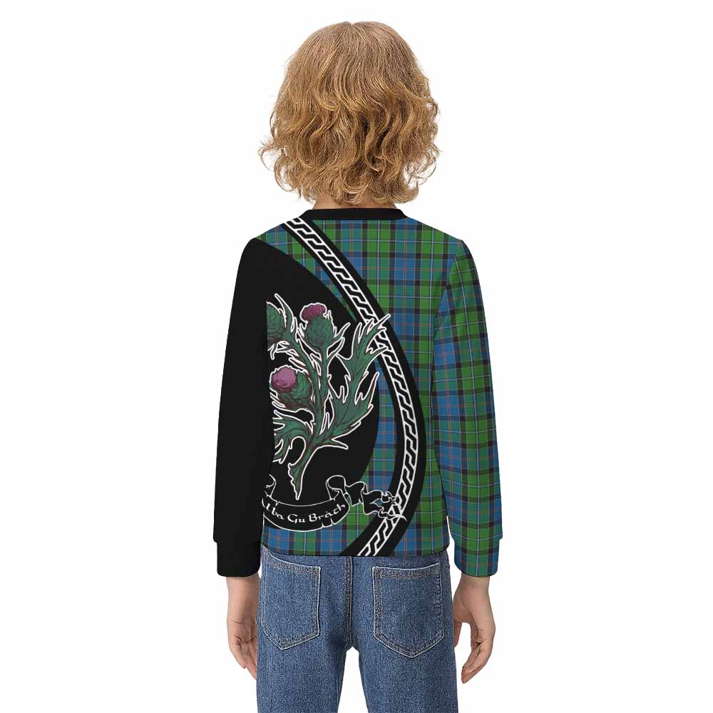 Stirling Family Crest Tartan Kid Knitted Sweatshirt Alba Thistle Inspired - Tartan Vibes Clothing
