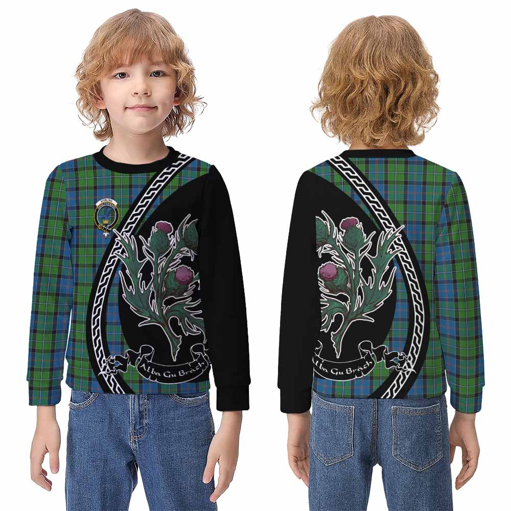 Stirling Family Crest Tartan Kid Knitted Sweatshirt Alba Thistle Inspired - Tartan Vibes Clothing