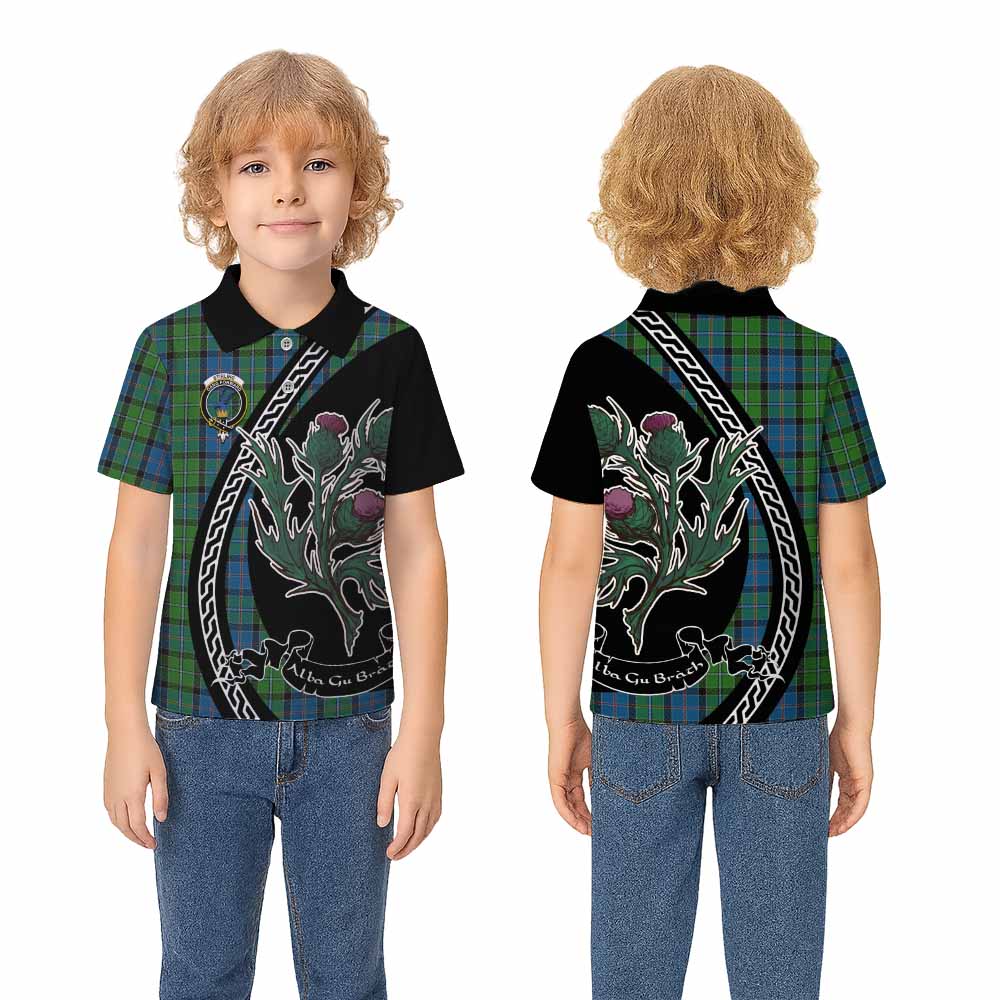 Stirling Family Crest Tartan Kid Polo Shirt Alba Thistle Inspired - Tartan Vibes Clothing