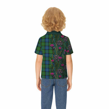 Stirling Family Crest Tartan Kid Polo Shirt Scottish Thistle Flower Pattern Half Style - Tartan Vibes Clothing