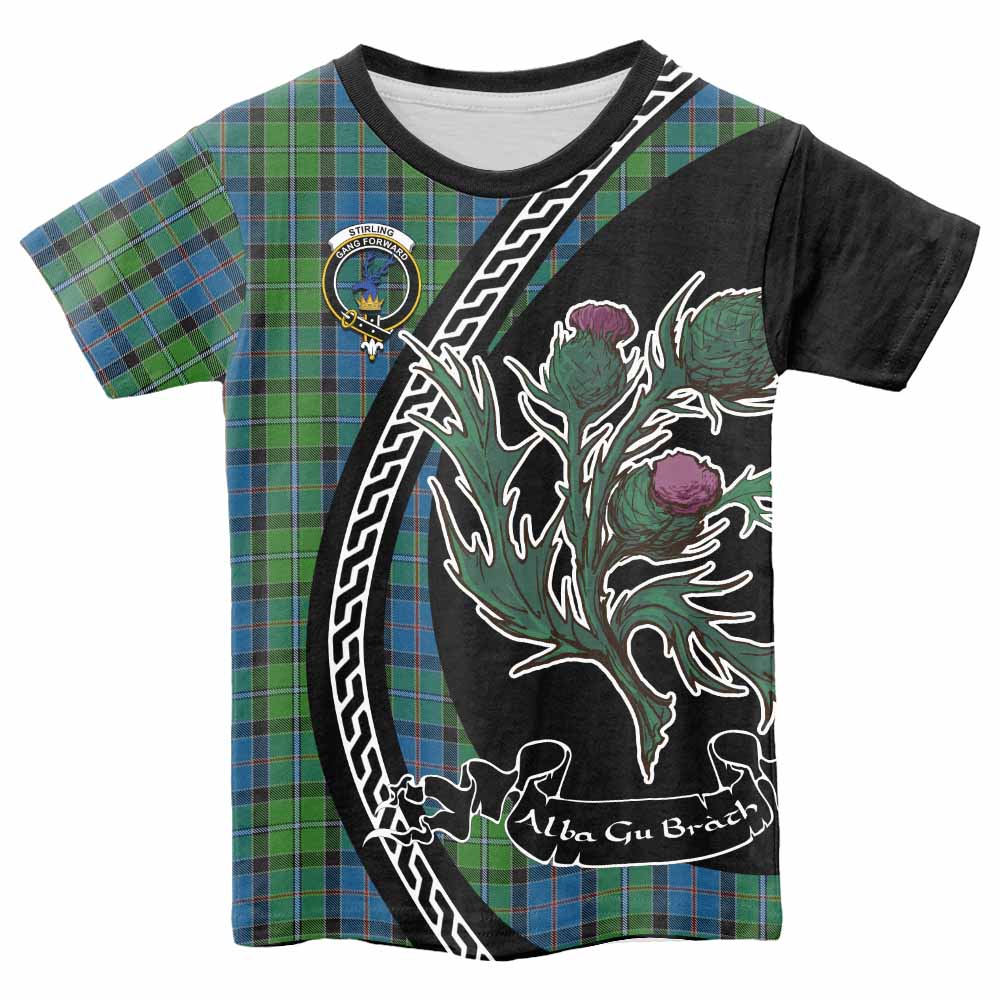 Stirling Family Crest Tartan Kid T-shirt Alba Thistle Inspired - Tartan Vibes Clothing