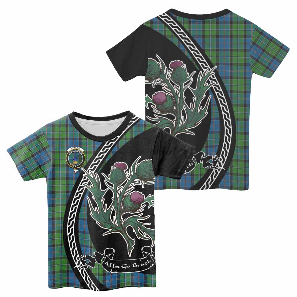 Stirling Family Crest Tartan Kid T-shirt Alba Thistle Inspired - Tartan Vibes Clothing