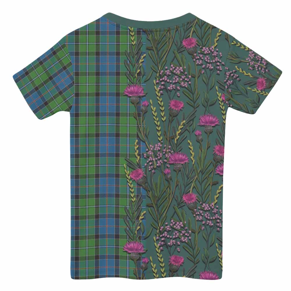 Stirling Family Crest Tartan Kid T-shirt Scottish Thistle Flower Pattern Half Style - Tartan Vibes Clothing