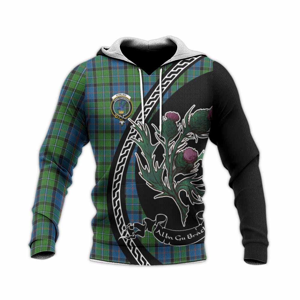 Stirling Family Crest Tartan Knitted Hoodie Alba Thistle Inspired - Tartan Vibes Clothing