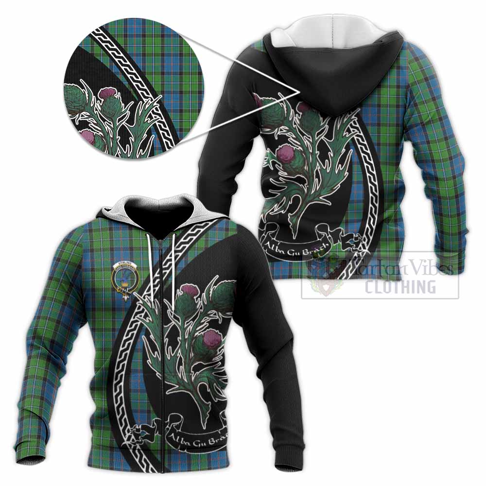 Stirling Family Crest Tartan Knitted Hoodie Alba Thistle Inspired - Tartan Vibes Clothing
