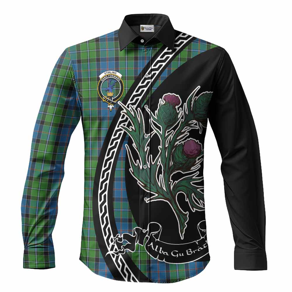 Stirling Family Crest Tartan Long Sleeve Button Shirts Alba Thistle Inspired - Tartan Vibes Clothing