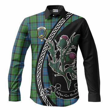 Stirling Family Crest Tartan Long Sleeve Button Shirts Alba Thistle Inspired - Tartan Vibes Clothing