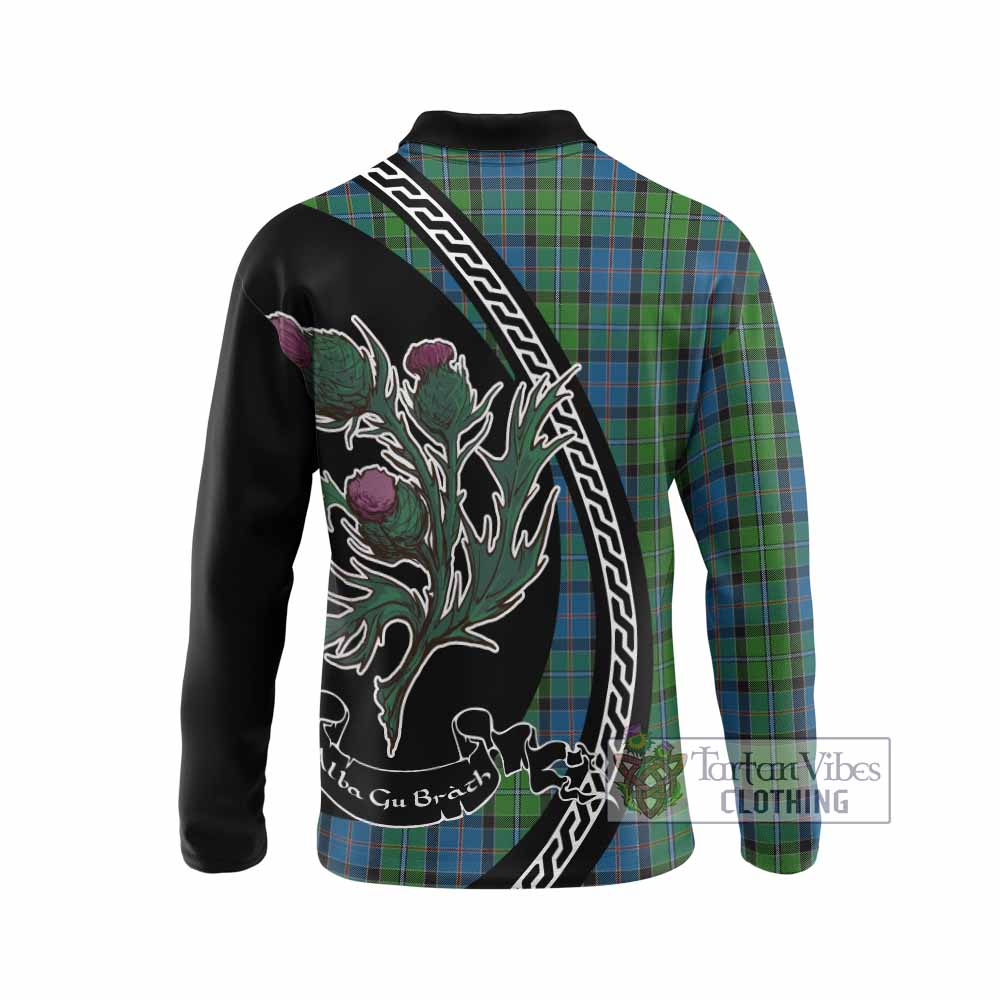 Stirling Family Crest Tartan Long Sleeve Polo Shirt Alba Thistle Inspired - Tartan Vibes Clothing