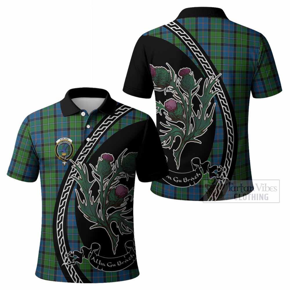Stirling Family Crest Tartan Polo Shirt Alba Thistle Inspired - Tartan Vibes Clothing