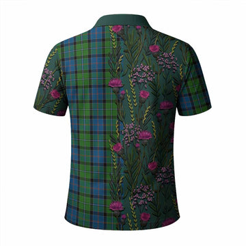 Stirling Family Crest Tartan Polo Shirt Scottish Thistle Flower Pattern Half Style - Tartan Vibes Clothing