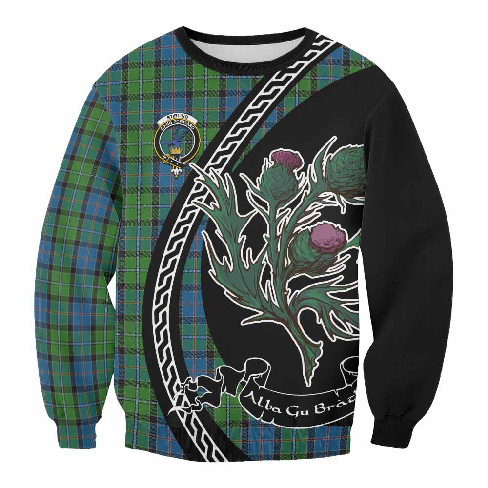 Stirling Family Crest Tartan Sweatshirt Alba Thistle Inspired - Tartan Vibes Clothing