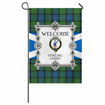 Stirling Family Crest Tartan Welcome Garden Flag Saltire Harmony Style - Tartan Vibes Clothing
