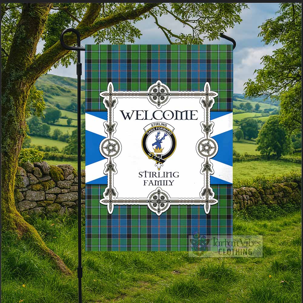 Stirling Family Crest Tartan Welcome Garden Flag Saltire Harmony Style - Tartan Vibes Clothing