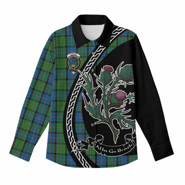 Stirling Family Crest Tartan Women Casual Shirt Alba Thistle Inspired - Tartan Vibes Clothing