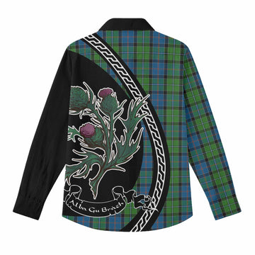 Stirling Family Crest Tartan Women Casual Shirt Alba Thistle Inspired - Tartan Vibes Clothing