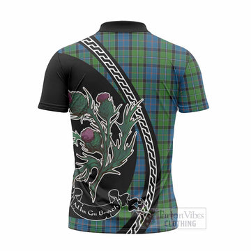 Stirling Family Crest Tartan Zipper Polo Shirt Alba Thistle Inspired - Tartan Vibes Clothing