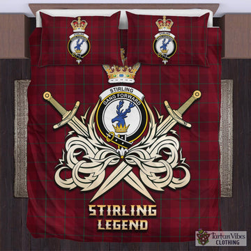 Stirling of Keir Tartan Bedding Set with Clan Crest and the Golden Sword of Courageous Legacy
