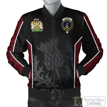Stirling of Keir Tartan Bomber Jacket with Family Crest and Scottish Thistle Vibes Sport Style