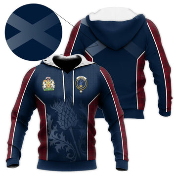 Stirling of Keir Tartan Knitted Hoodie with Family Crest and Scottish Thistle Vibes Sport Style