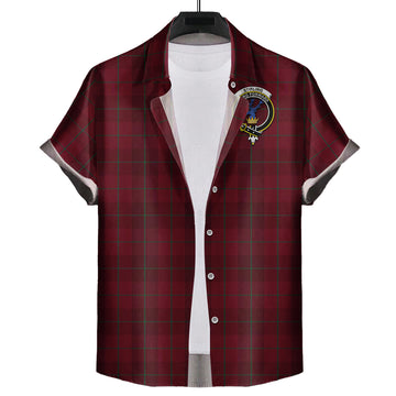 Stirling of Keir Tartan Short Sleeve Button Down Shirt with Family Crest