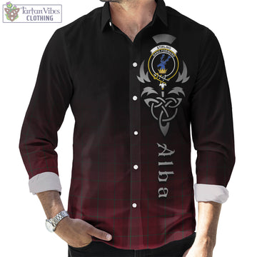 Stirling of Keir Tartan Long Sleeve Button Up Featuring Alba Gu Brath Family Crest Celtic Inspired