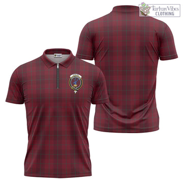 Stirling of Keir Tartan Zipper Polo Shirt with Family Crest