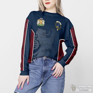 Stirling of Keir Tartan Sweater with Family Crest and Lion Rampant Vibes Sport Style