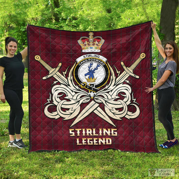 Stirling of Keir Tartan Quilt with Clan Crest and the Golden Sword of Courageous Legacy