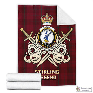 Stirling of Keir Tartan Blanket with Clan Crest and the Golden Sword of Courageous Legacy