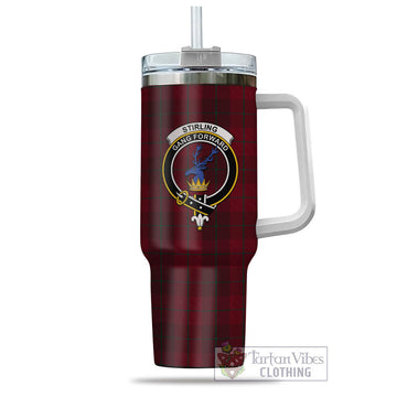 Stirling of Keir Tartan and Family Crest Tumbler with Handle