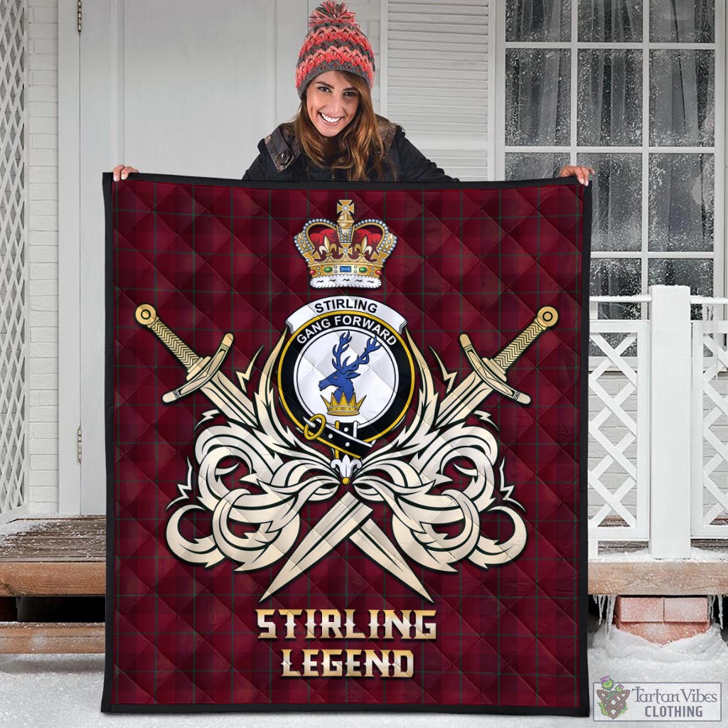 Tartan Vibes Clothing Stirling of Keir Tartan Quilt with Clan Crest and the Golden Sword of Courageous Legacy