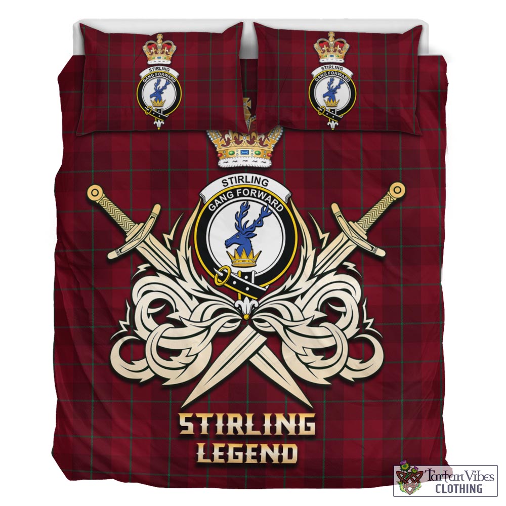 Tartan Vibes Clothing Stirling of Keir Tartan Bedding Set with Clan Crest and the Golden Sword of Courageous Legacy