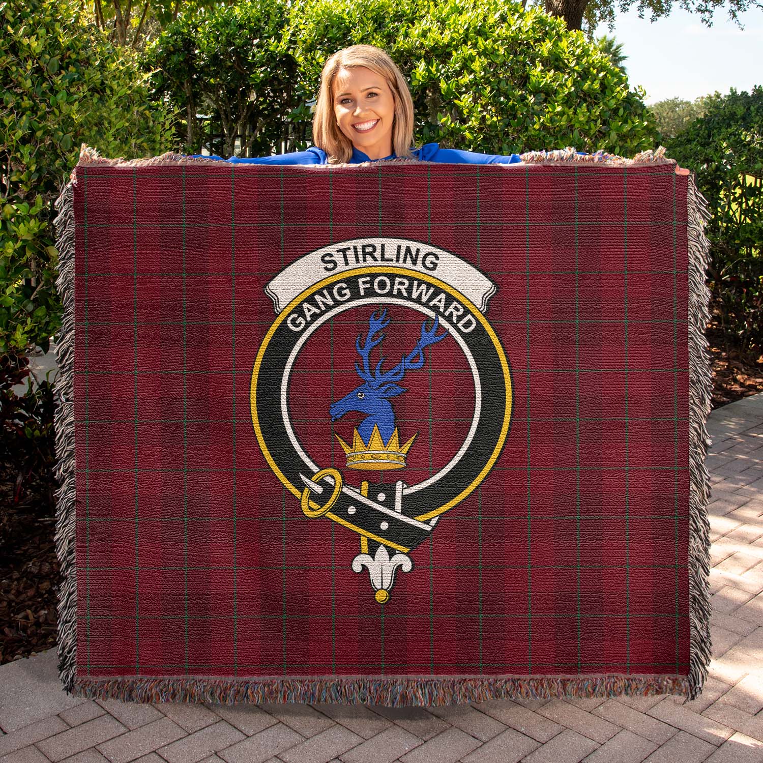Tartan Vibes Clothing Stirling of Keir Tartan Woven Blanket with Family Crest
