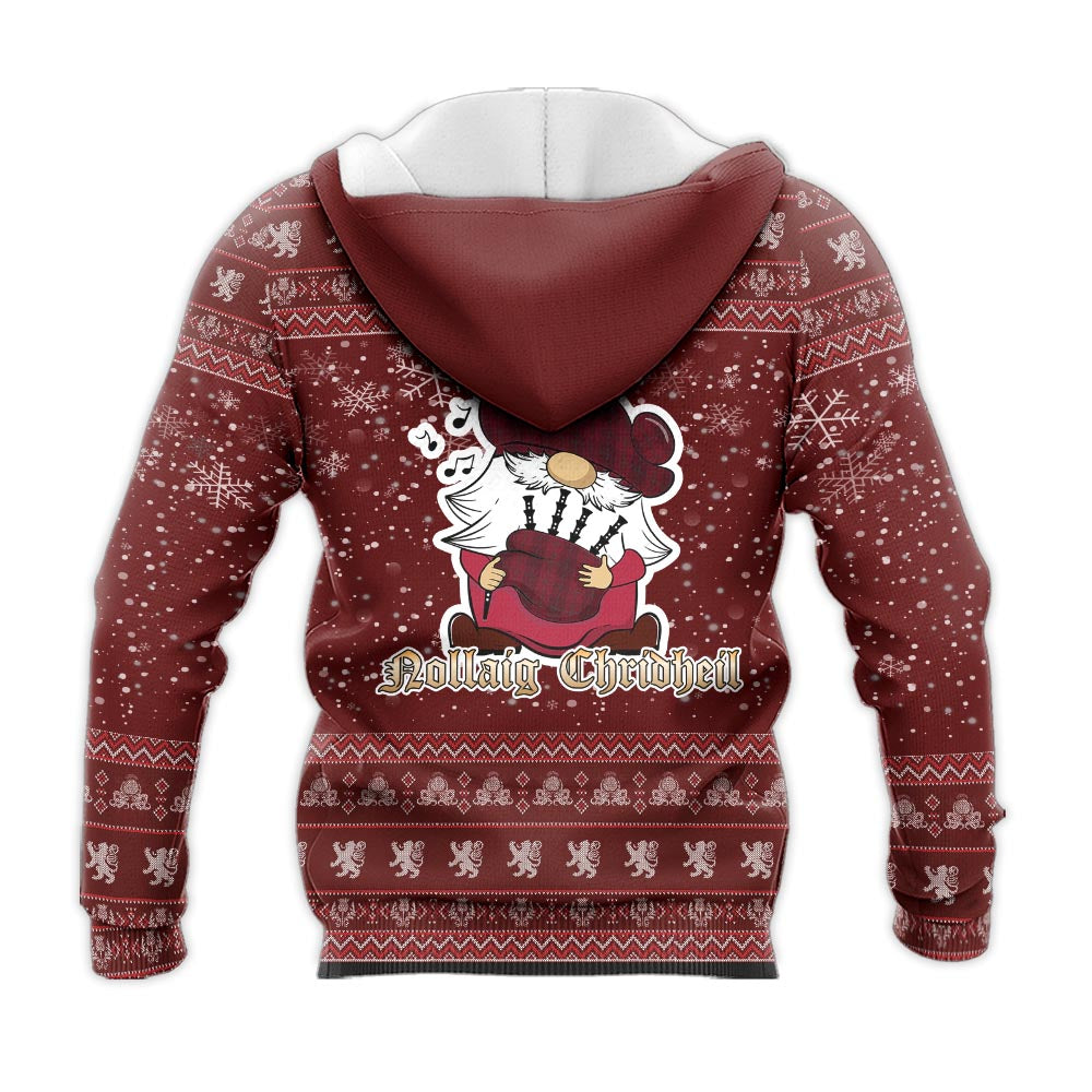 Stirling of Keir Clan Christmas Knitted Hoodie with Funny Gnome Playing Bagpipes - Tartanvibesclothing