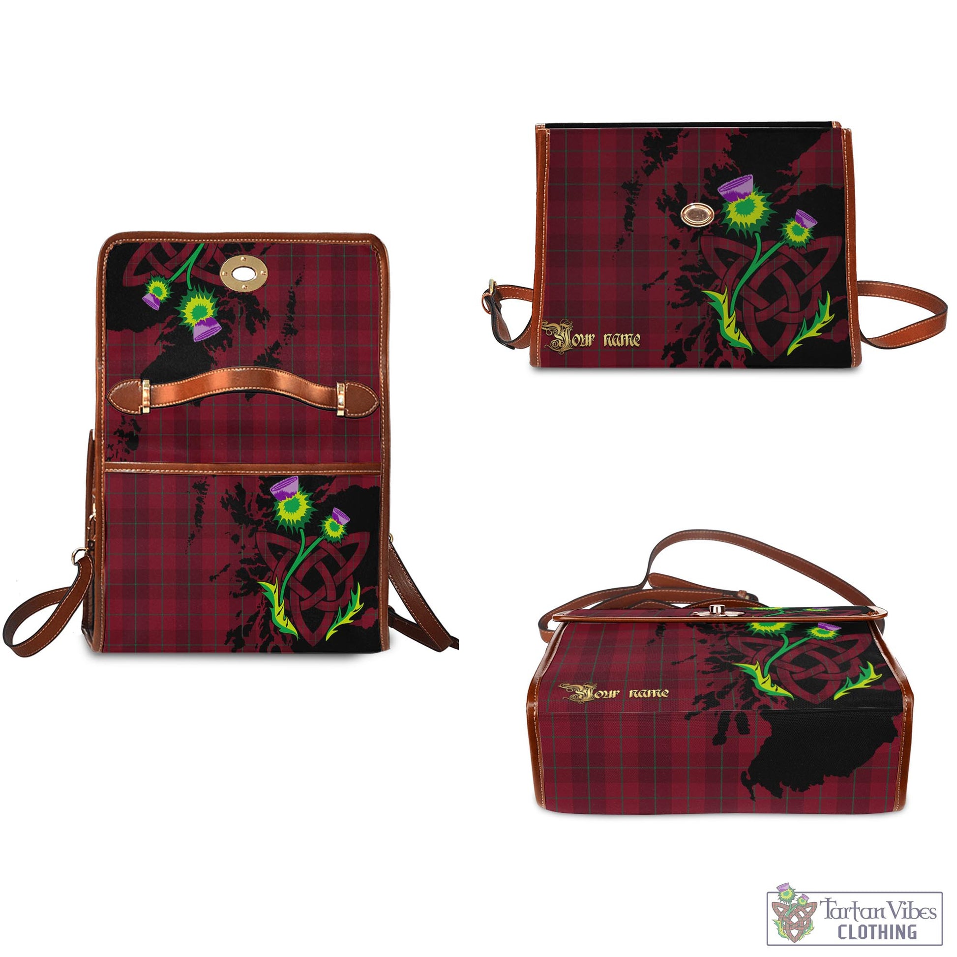 Tartan Vibes Clothing Stirling of Keir Tartan Waterproof Canvas Bag with Scotland Map and Thistle Celtic Accents