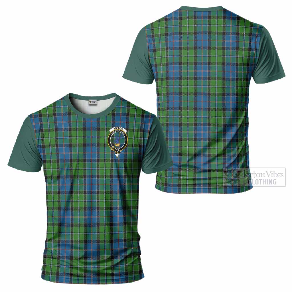 Stirling Tartan Accent T-Shirt with Family Crest