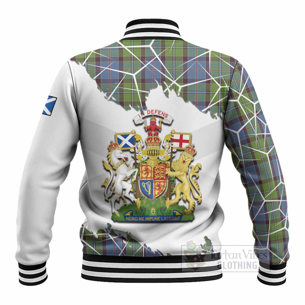 Stirling Tartan Baseball Jacket with Family Crest and Lion Rampant Grunge Style