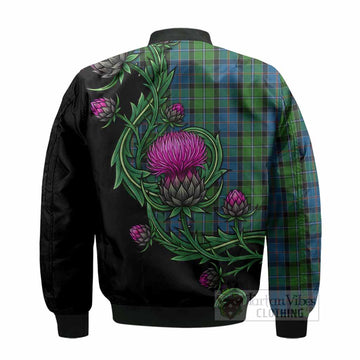 Stirling Tartan Bomber Jacket Resilient Scottish Thistle - Tartan Vibes Clothing