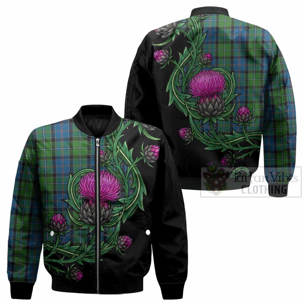 Stirling Tartan Bomber Jacket Resilient Scottish Thistle - Tartan Vibes Clothing