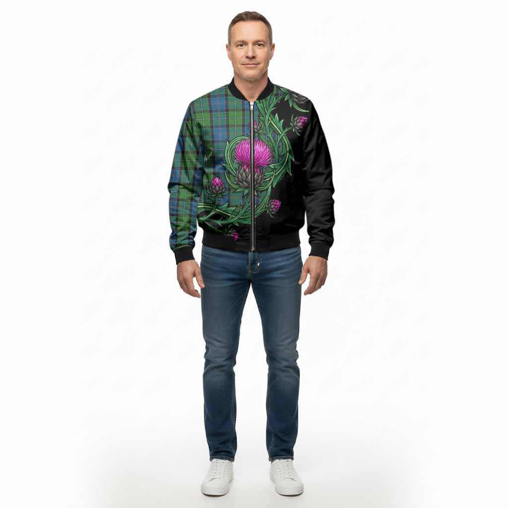 Stirling Tartan Bomber Jacket Resilient Scottish Thistle - Tartan Vibes Clothing