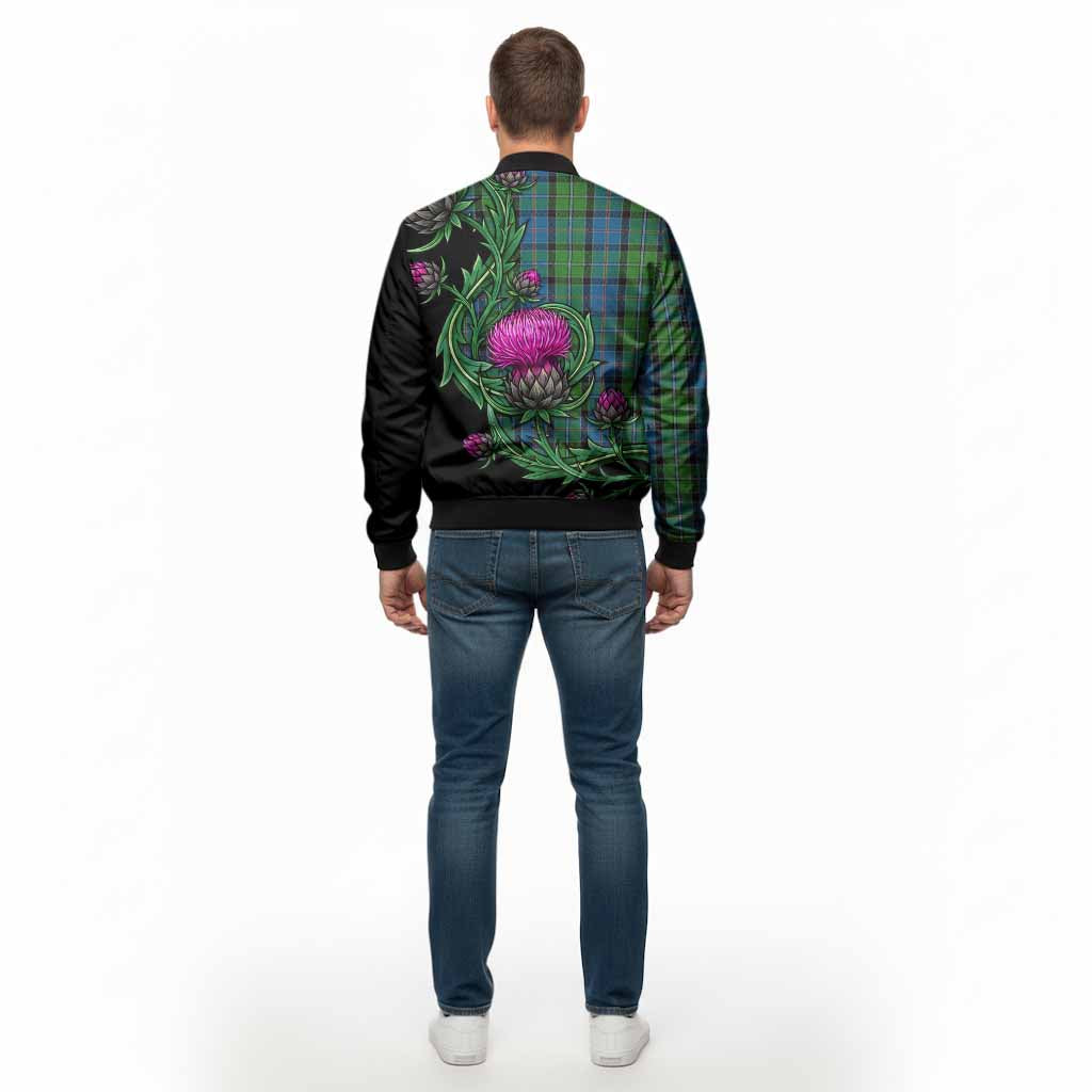 Stirling Tartan Bomber Jacket Resilient Scottish Thistle - Tartan Vibes Clothing