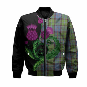 Stirling Tartan Bomber Jacket Traditional Scottish Thistle