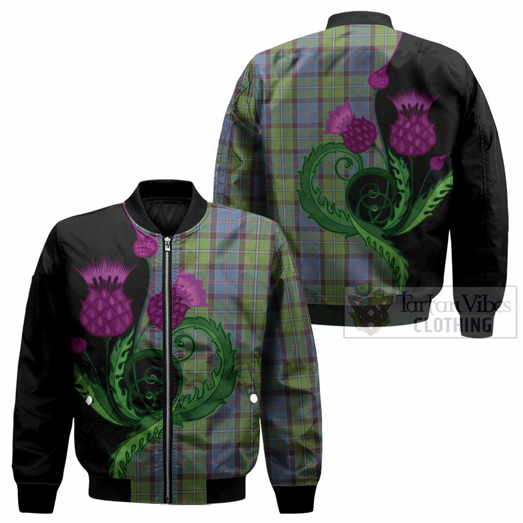 Stirling Tartan Bomber Jacket Traditional Scottish Thistle