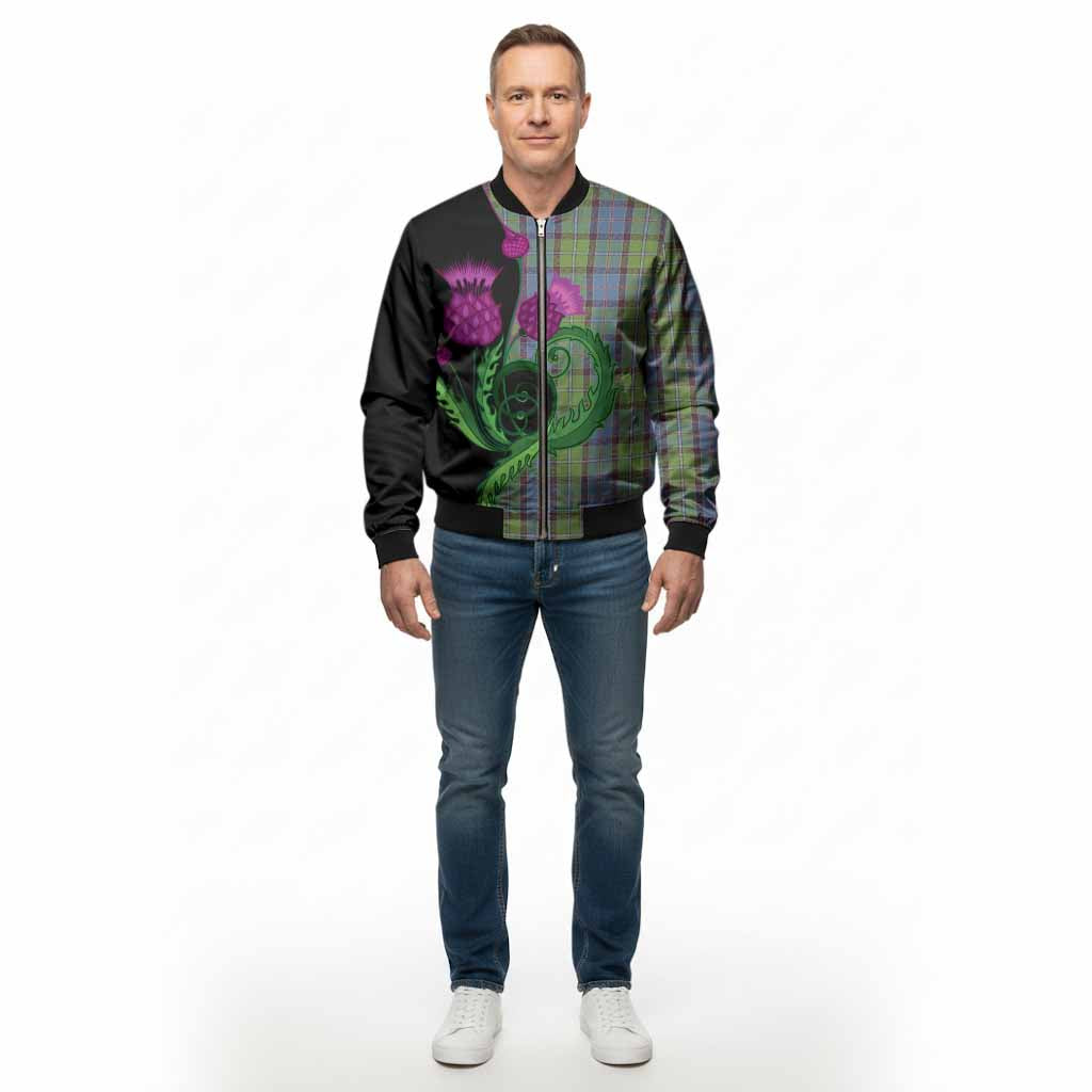 Stirling Tartan Bomber Jacket Traditional Scottish Thistle