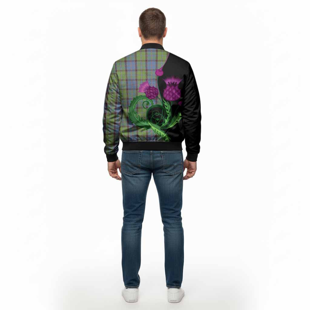 Stirling Tartan Bomber Jacket Traditional Scottish Thistle