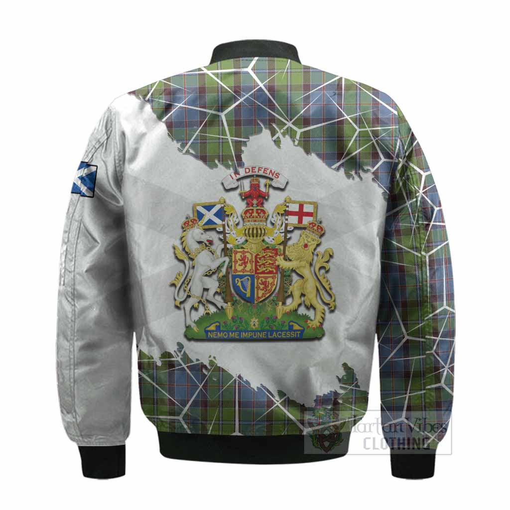 Stirling Tartan Bomber Jacket with Family Crest and Lion Rampant Grunge Style