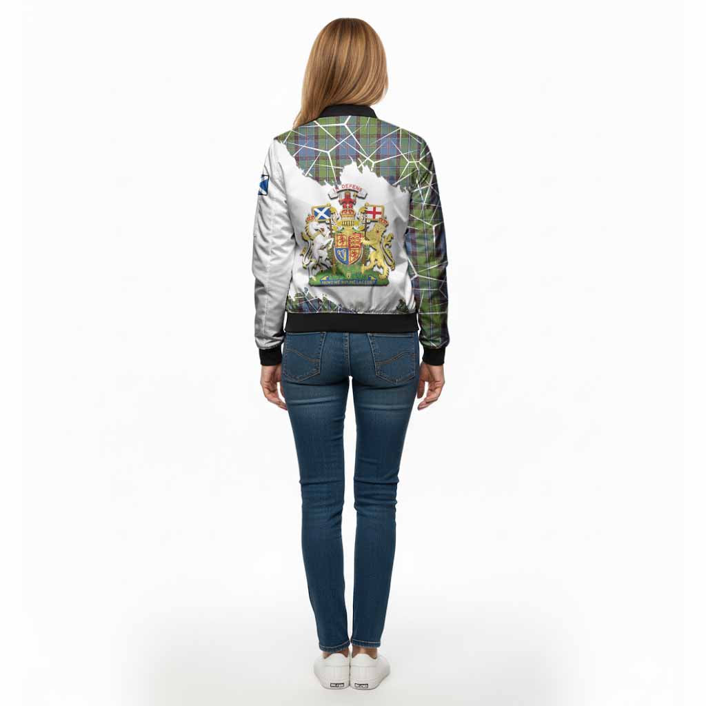 Stirling Tartan Bomber Jacket with Family Crest and Lion Rampant Grunge Style
