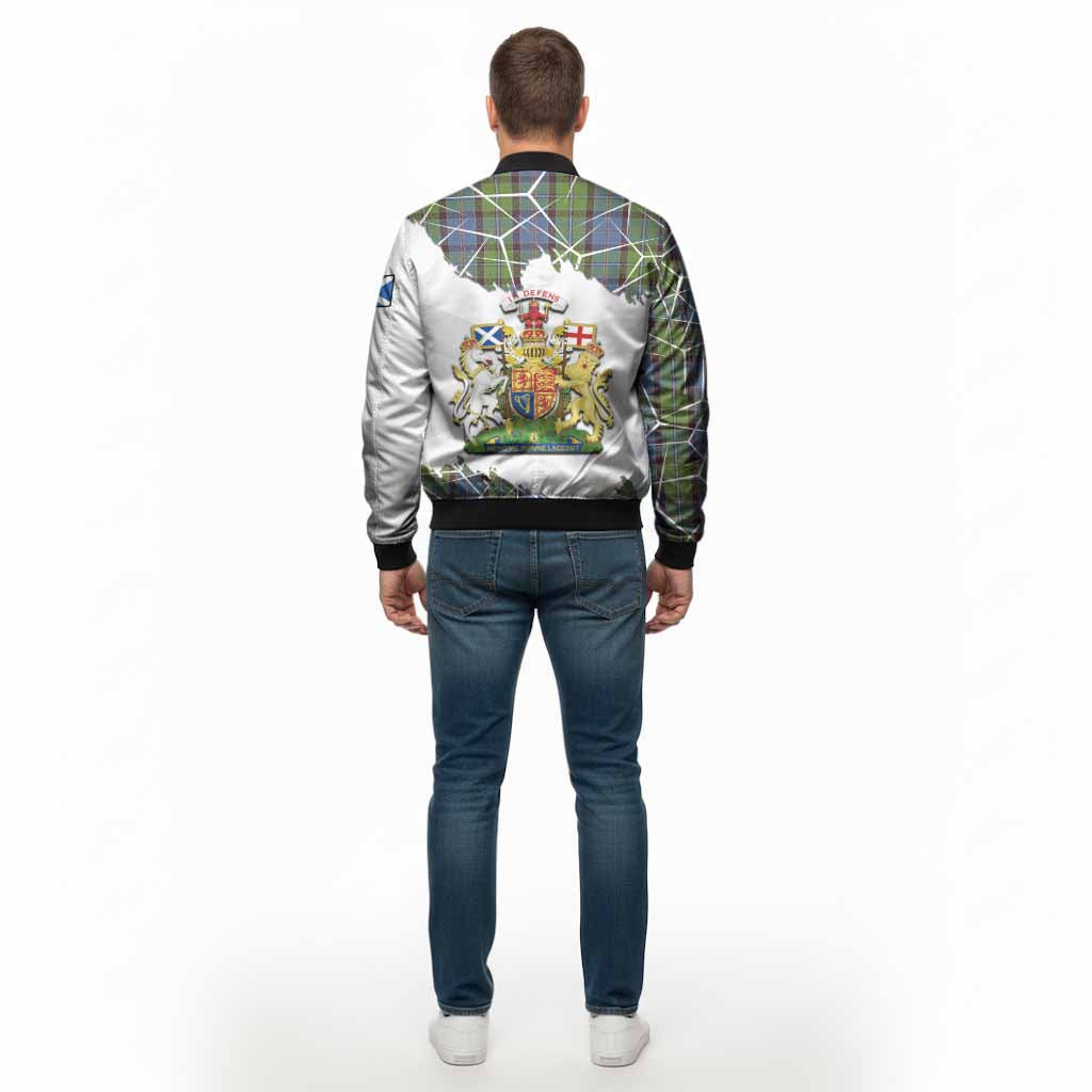 Stirling Tartan Bomber Jacket with Family Crest and Lion Rampant Grunge Style