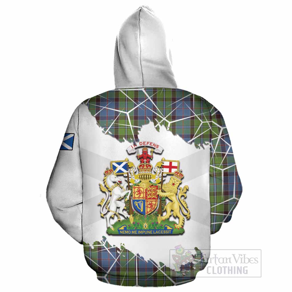 Stirling Tartan Cotton Hoodie with Family Crest and Lion Rampant Grunge Style