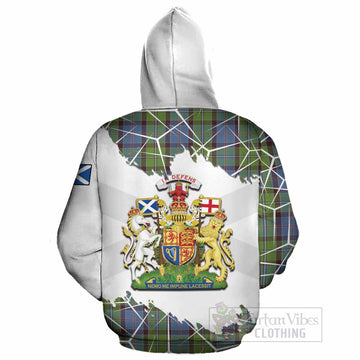 Stirling Tartan Cotton Hoodie with Family Crest and Lion Rampant Grunge Style